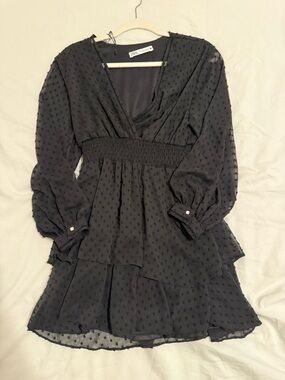 Zara Black Lace-Trim Mini Dress
